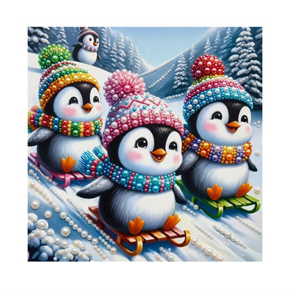 Three Penguins on Sleds pearl painting – image 11