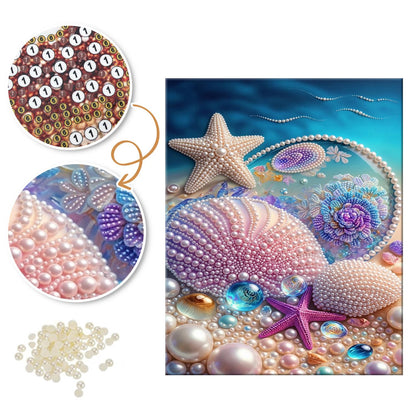 Blush Scallop and Starfish Beach pearl painting – image 6