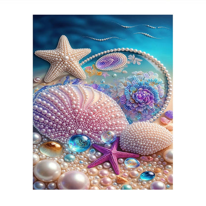 Blush Scallop and Starfish Beach pearl painting – image 11