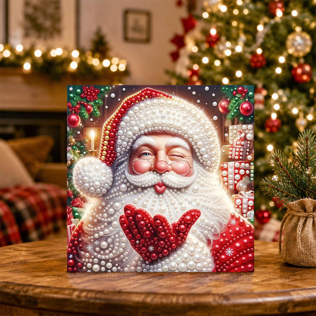 Santa Sending Heart Mittens pearl painting – image 5