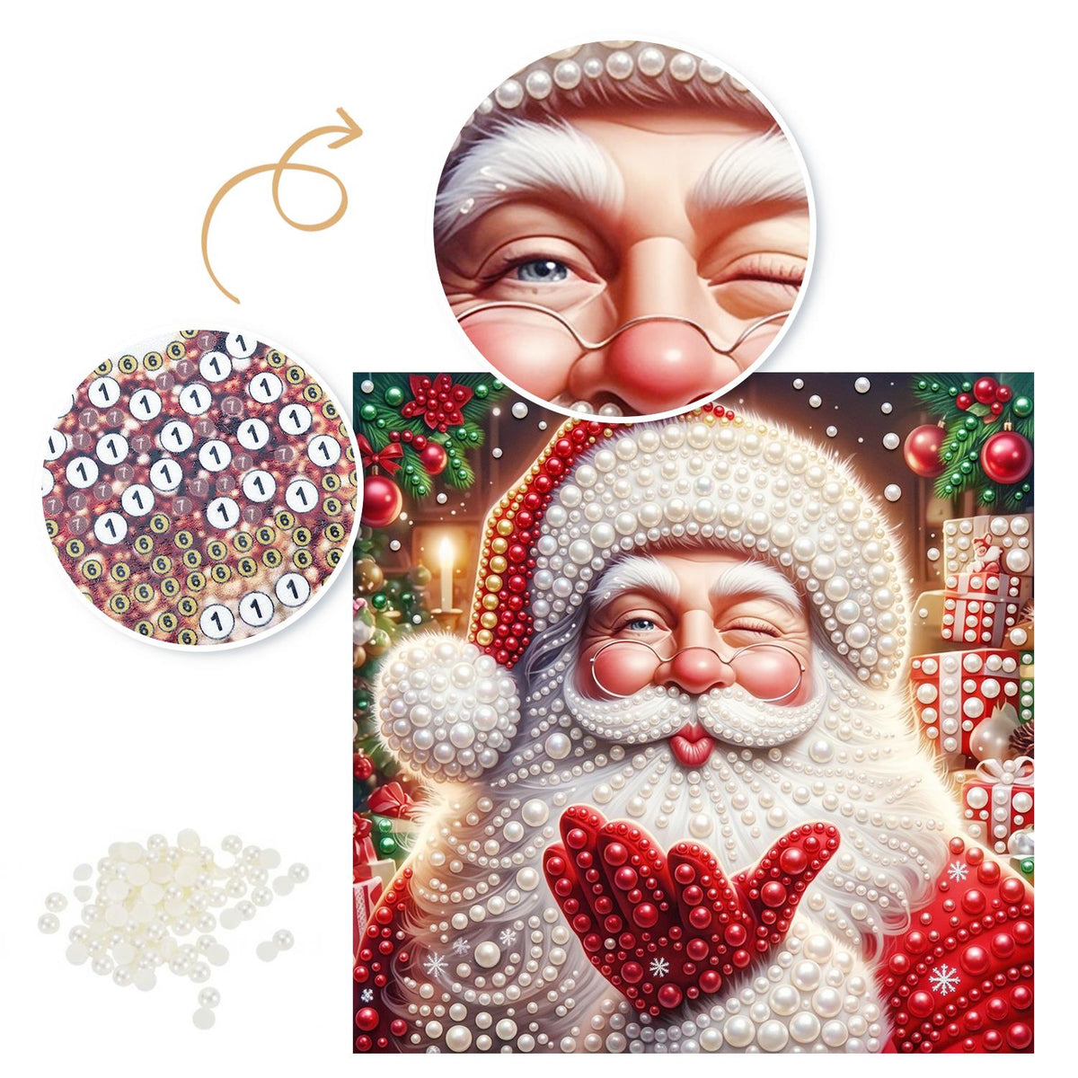 Santa Sending Heart Mittens pearl painting – image 6