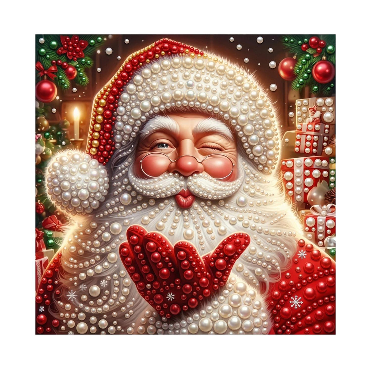 Santa Sending Heart Mittens pearl painting – image 11