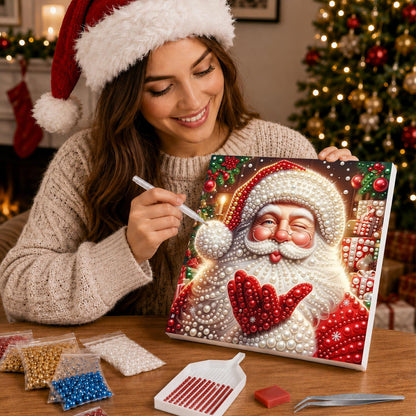 Santa Sending Heart Mittens pearl painting – image 16