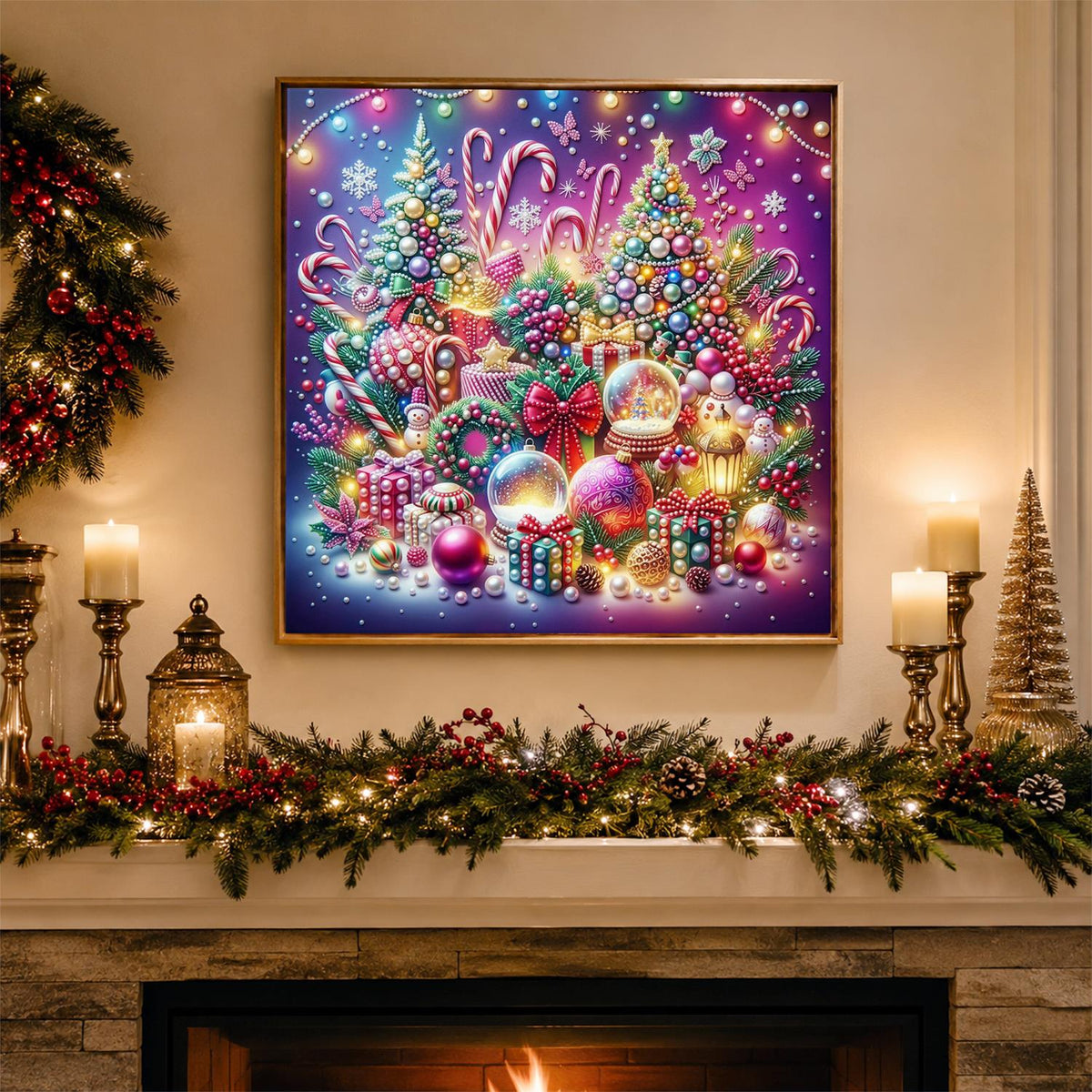 Neon Snow Globe Wonderland pearl painting – image 3