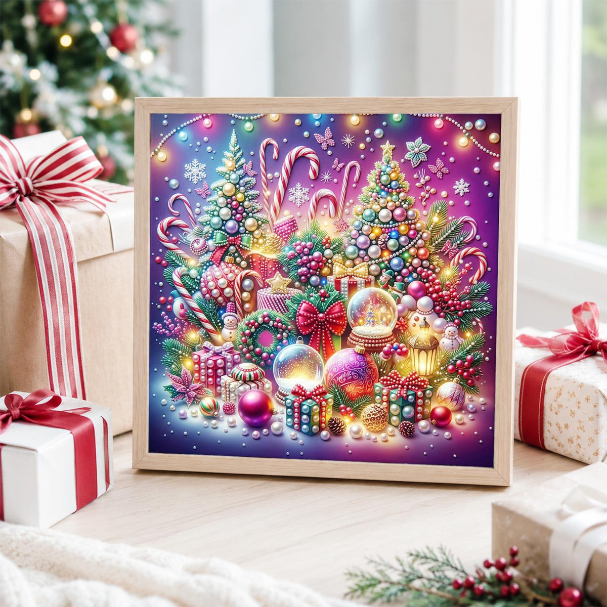 Neon Snow Globe Wonderland pearl painting – image 4