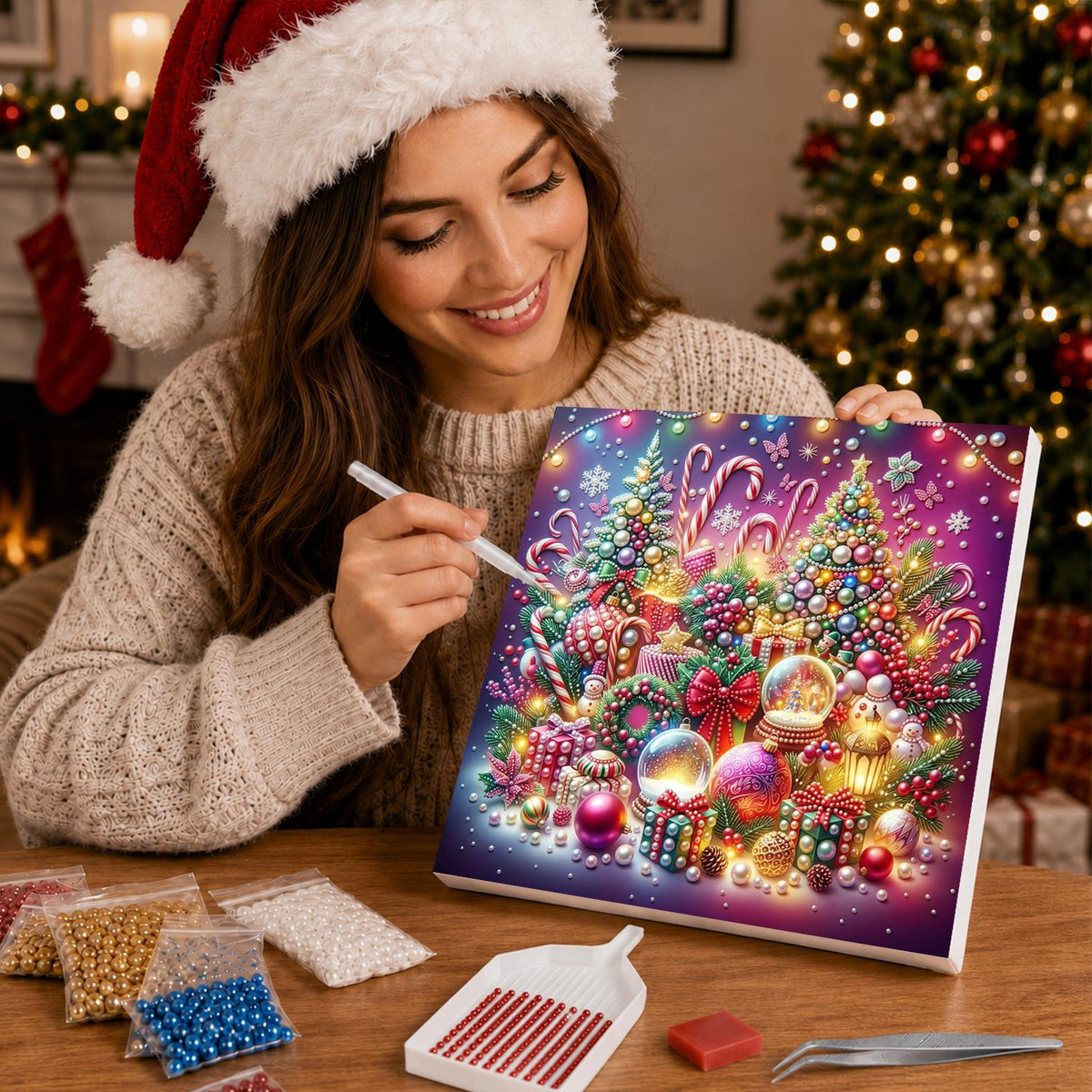 Neon Snow Globe Wonderland pearl painting – image 16