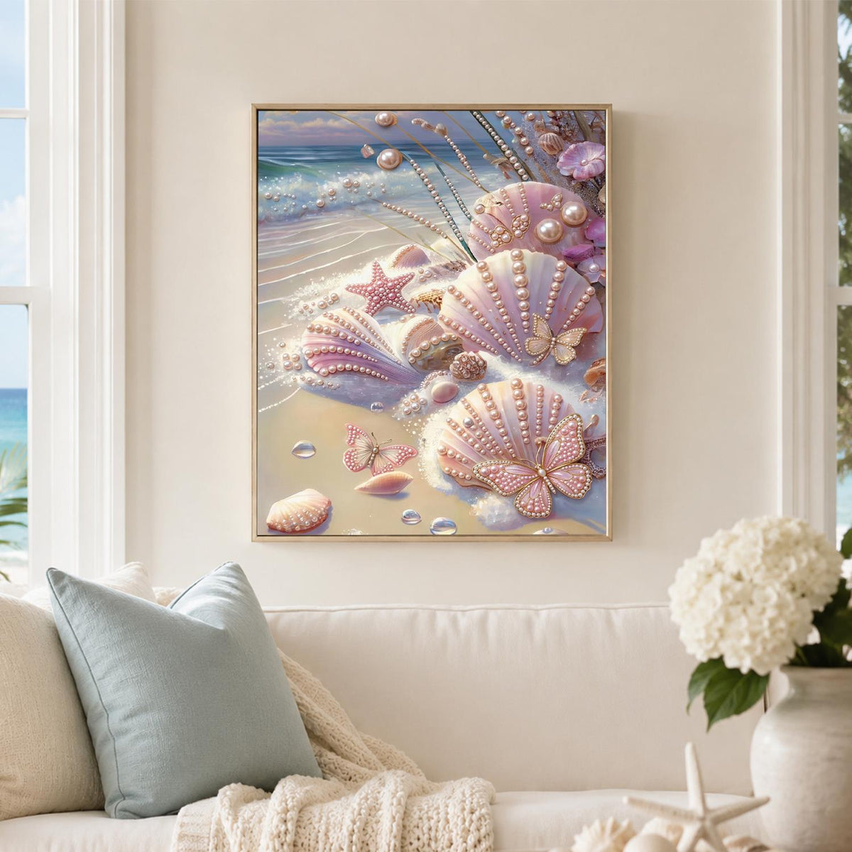 Butterfly Shells at Low Tide pearl painting – image 3