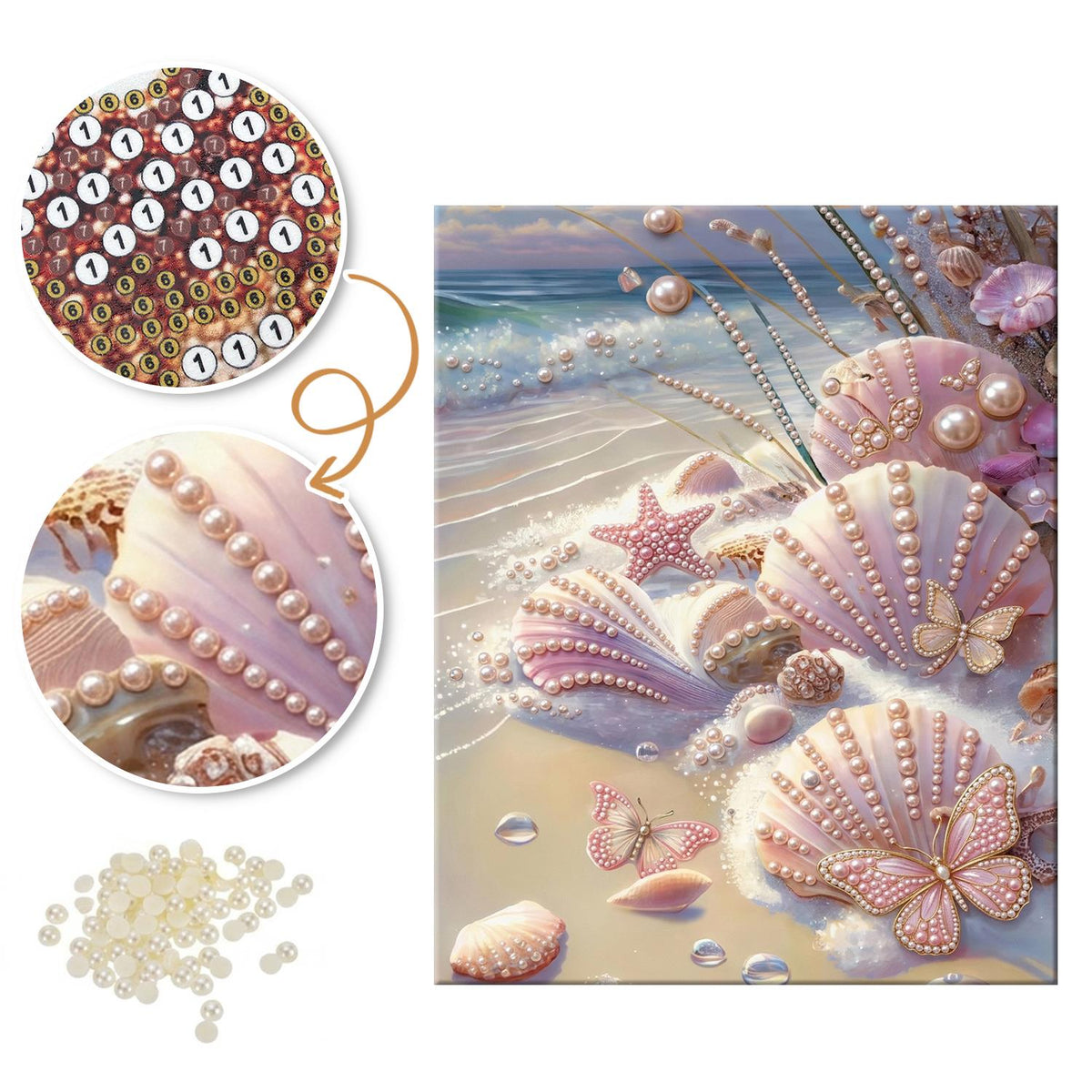 Butterfly Shells at Low Tide pearl painting – image 6