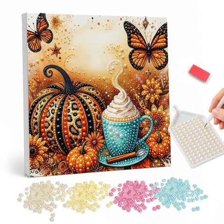 Halloween Pumpkin and Butterfly pearl painting – image 1