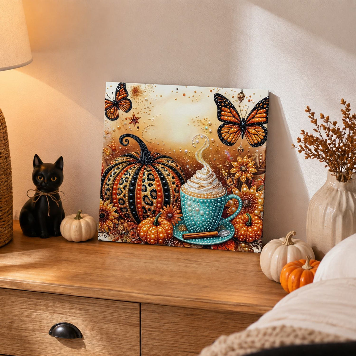 Leopard Pumpkin and Spiced Latte pearl painting – image 2