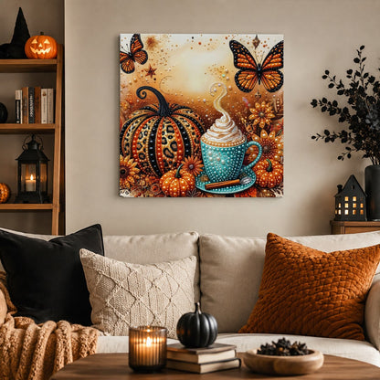 Leopard Pumpkin and Spiced Latte pearl painting – image 3