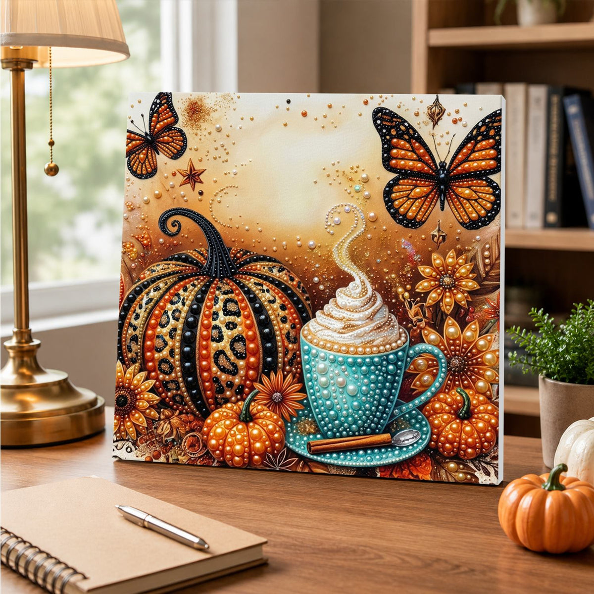 Leopard Pumpkin and Spiced Latte pearl painting – image 5