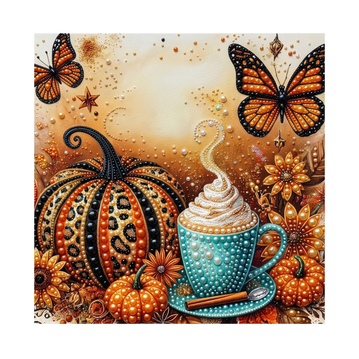 Leopard Pumpkin and Spiced Latte pearl painting – image 11