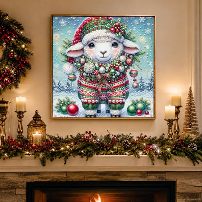 Lamb in a Festive Sweater pearl painting – image 3