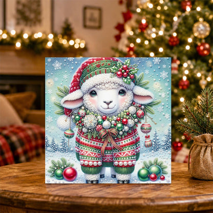Lamb in a Festive Sweater pearl painting – image 5