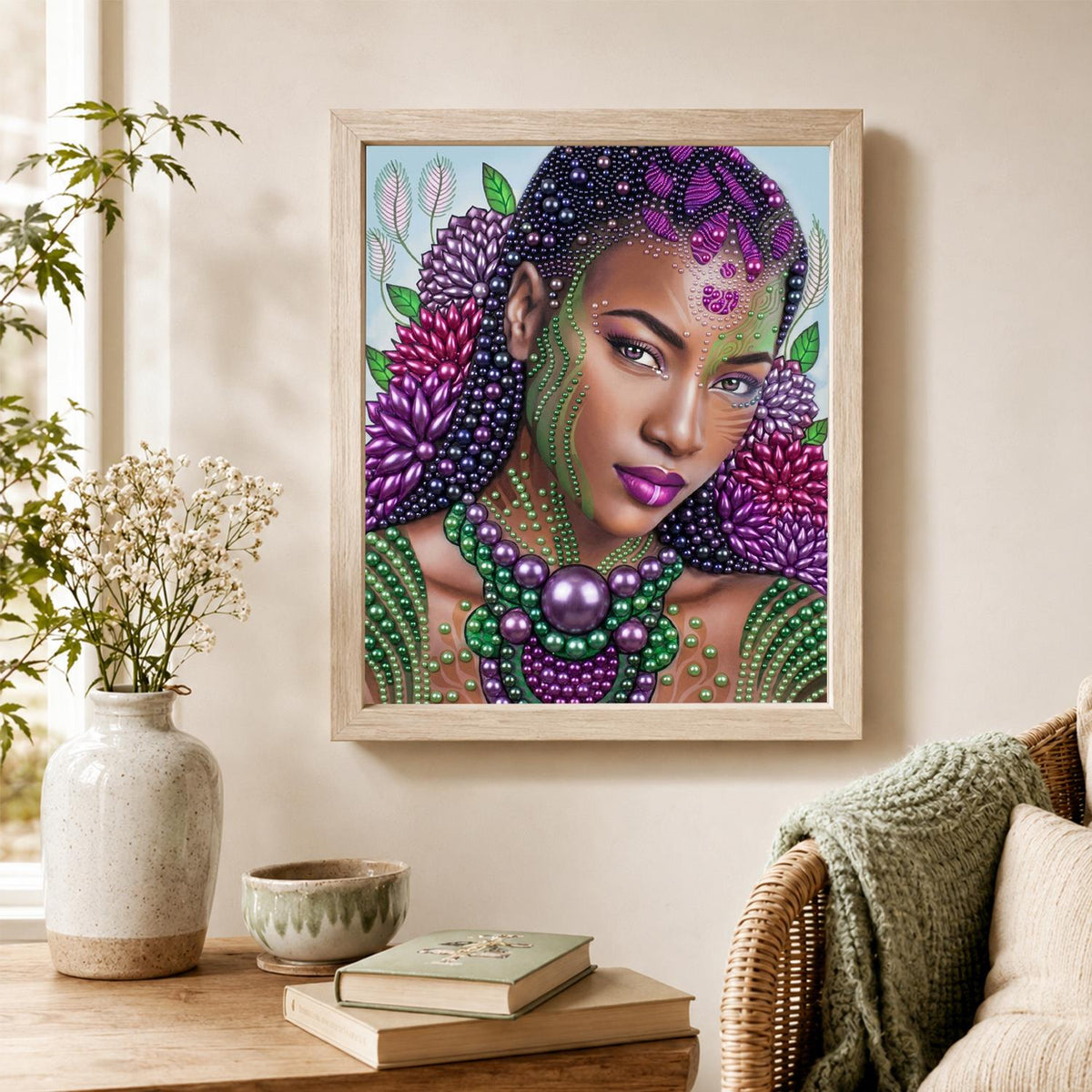 Purple Bloom Braided Beauty pearl painting – image 4