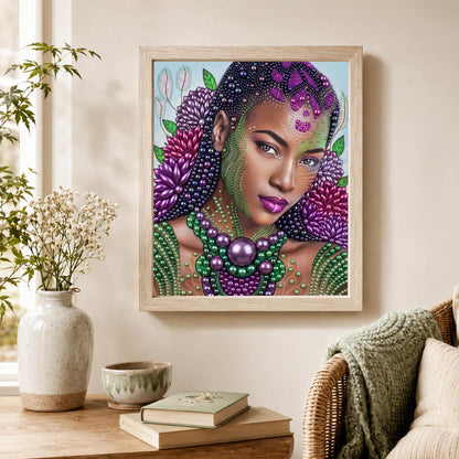 Purple Bloom Braided Beauty pearl painting – image 4