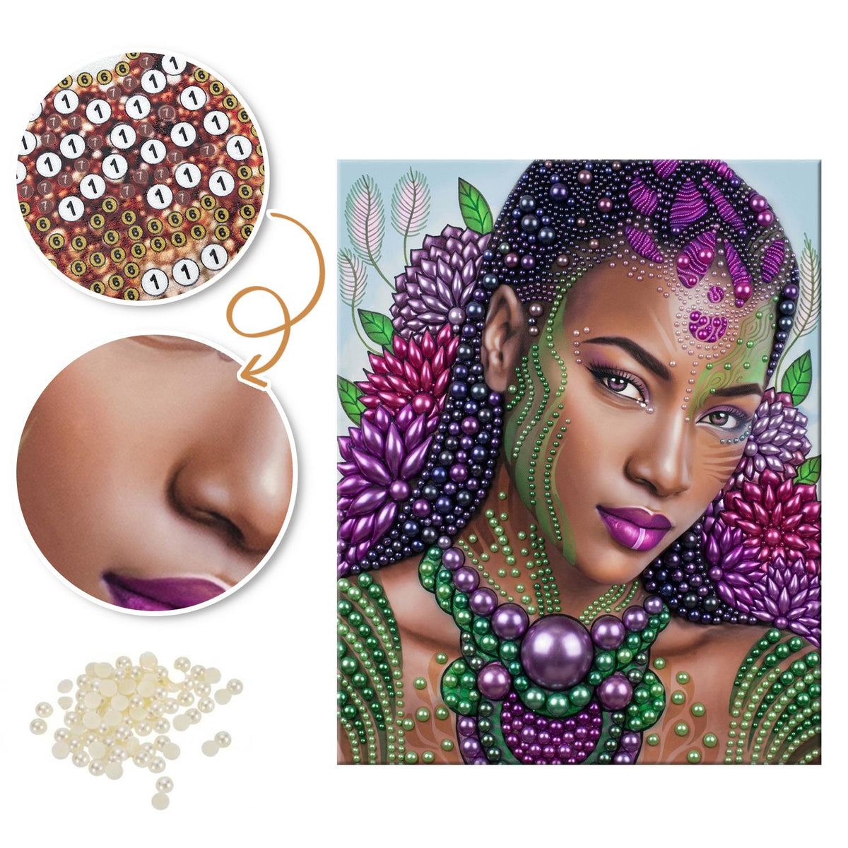 Purple Bloom Braided Beauty pearl painting – image 6