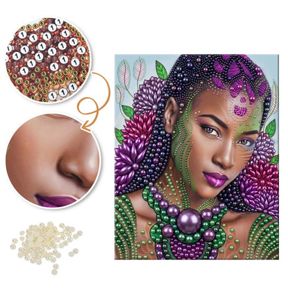 Purple Bloom Braided Beauty pearl painting – image 6