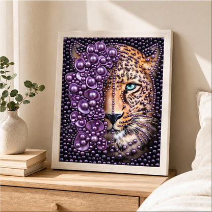 Half-Purple Leopard Face pearl painting – image 2