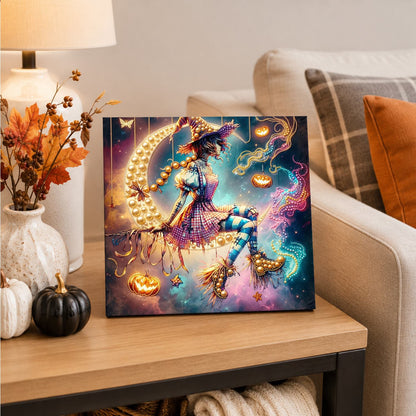 Broom-Riding Witch in Pastel Mist pearl painting – image 4