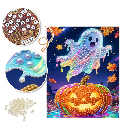 Iridescent Ghost and Pumpkin pearl painting – image 6
