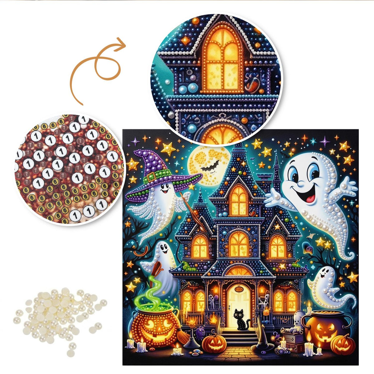 Grinning Ghosts and Spooky Manor pearl painting – image 6