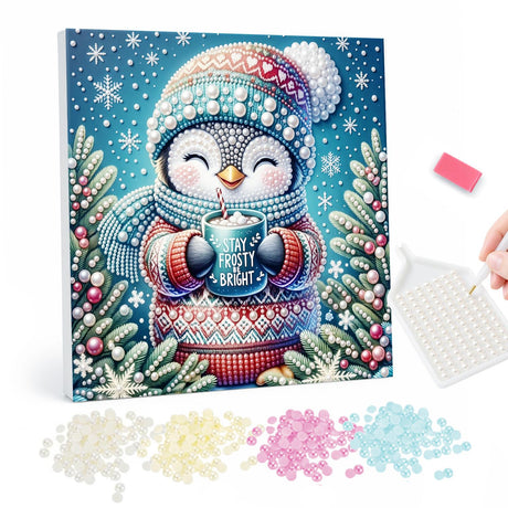 Winter Penguin pearl painting – image 1