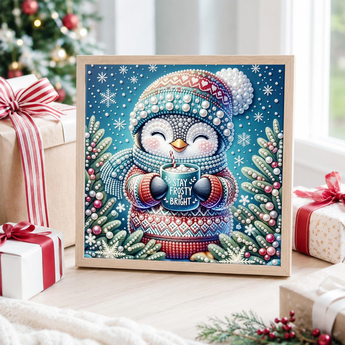Penguin with a Cocoa Mug pearl painting – image 4