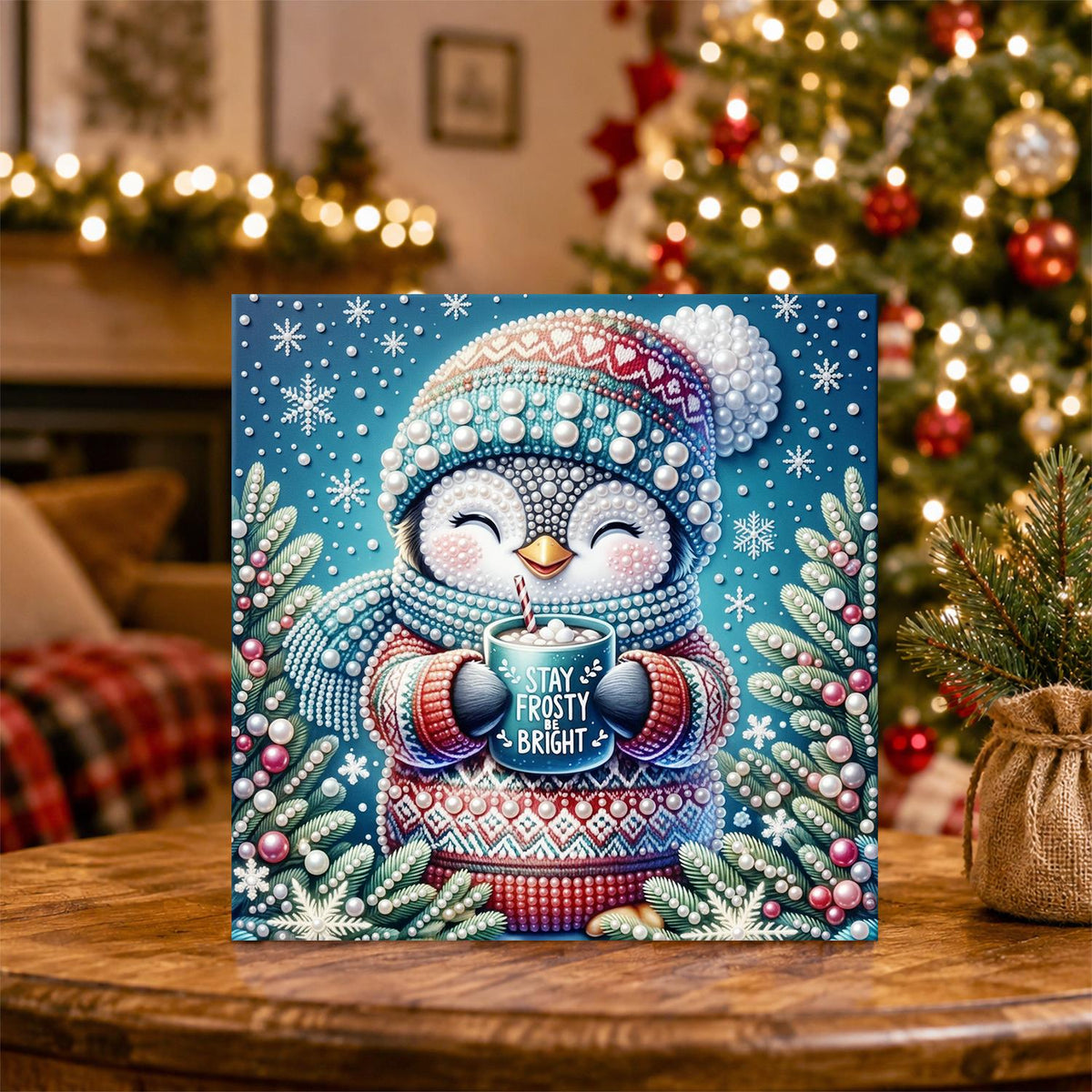 Penguin with a Cocoa Mug pearl painting – image 5