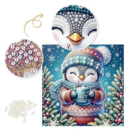Penguin with a Cocoa Mug pearl painting – image 6