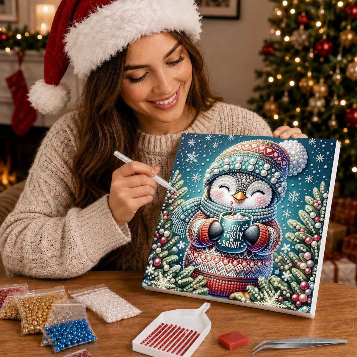 Penguin with a Cocoa Mug pearl painting – image 16