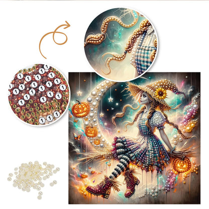 Sunflower-Hat Witch and Moon pearl painting – image 6