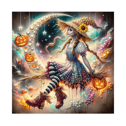 Sunflower-Hat Witch and Moon pearl painting – image 11