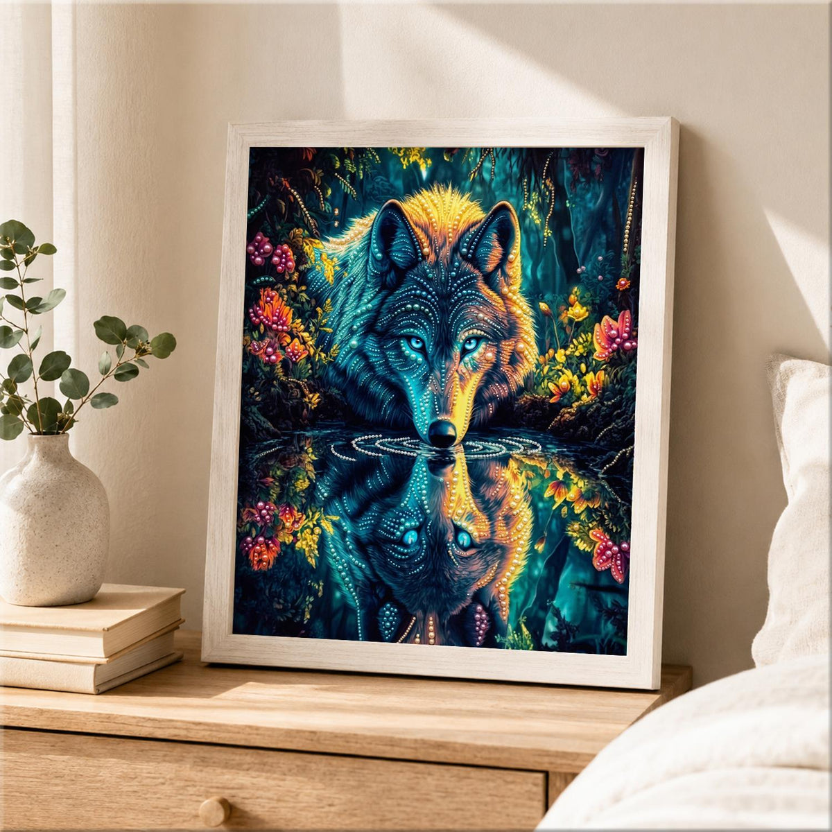 Wolf at the Reflecting Pool pearl painting – image 2