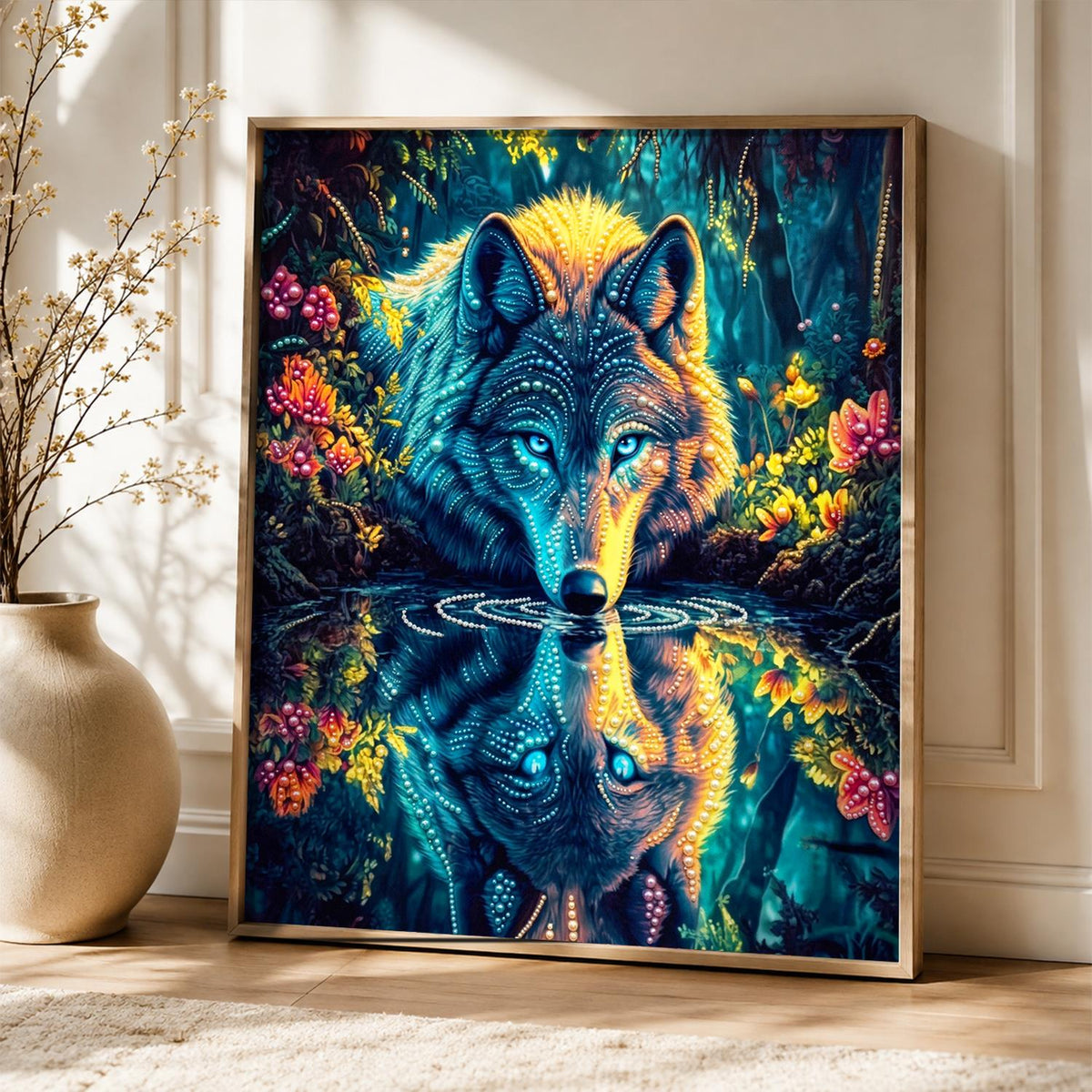 Wolf at the Reflecting Pool pearl painting – image 5