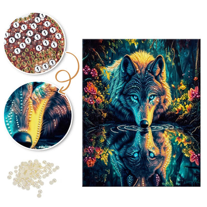 Wolf at the Reflecting Pool pearl painting – image 6
