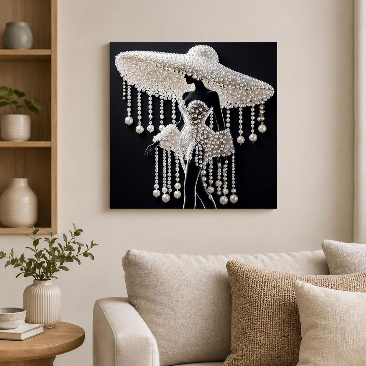 Lady Under a Beaded Sun Hat pearl painting – image 2