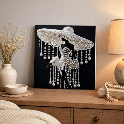 Lady Under a Beaded Sun Hat pearl painting – image 3