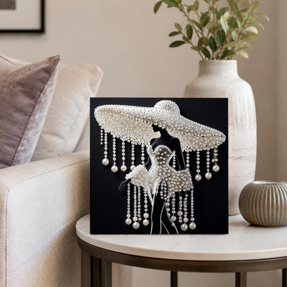 Lady Under a Beaded Sun Hat pearl painting – image 4