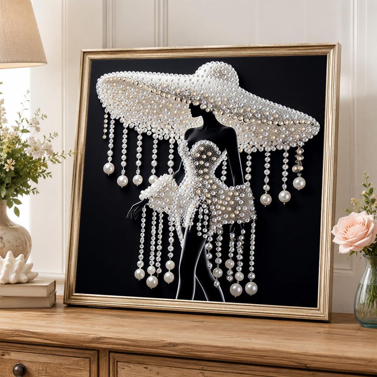 Lady Under a Beaded Sun Hat pearl painting – image 5