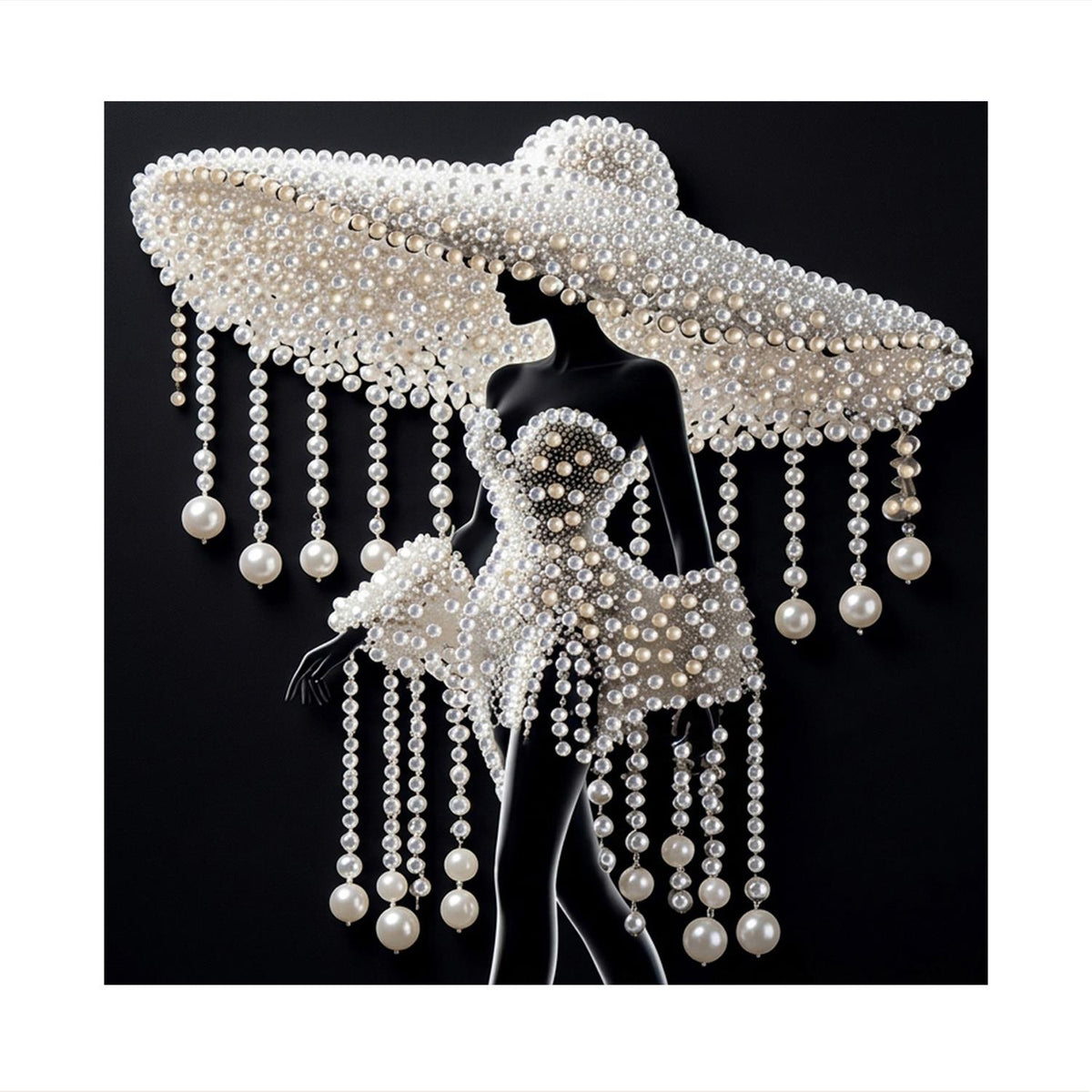Lady Under a Beaded Sun Hat pearl painting – image 11