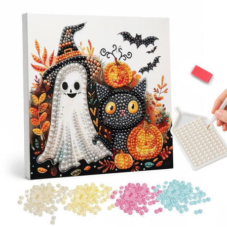 Halloween Ghost and Black Cat Pearl Painting Kit pearl painting – image 1
