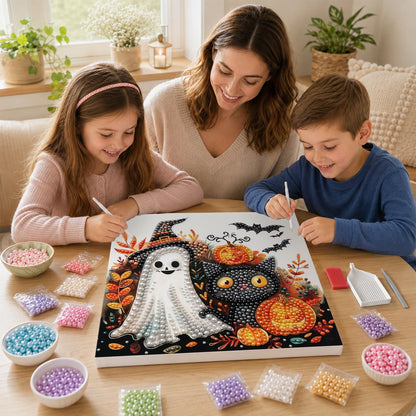 Witch-Hat Ghost and Black Cat pearl painting – image 15