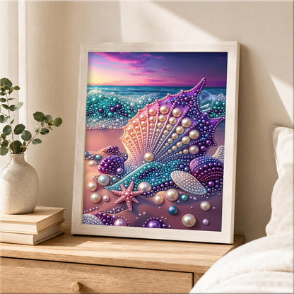 Seashells at Pink Sunset pearl painting – image 2