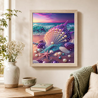 Seashells at Pink Sunset pearl painting – image 4