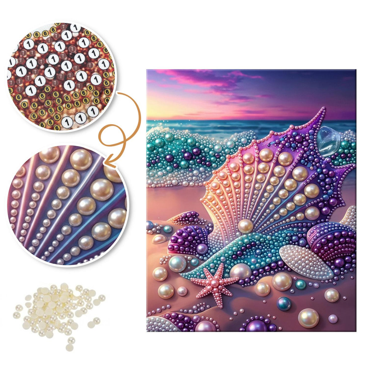 Seashells at Pink Sunset pearl painting – image 6