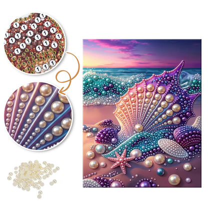 Seashells at Pink Sunset pearl painting – image 6