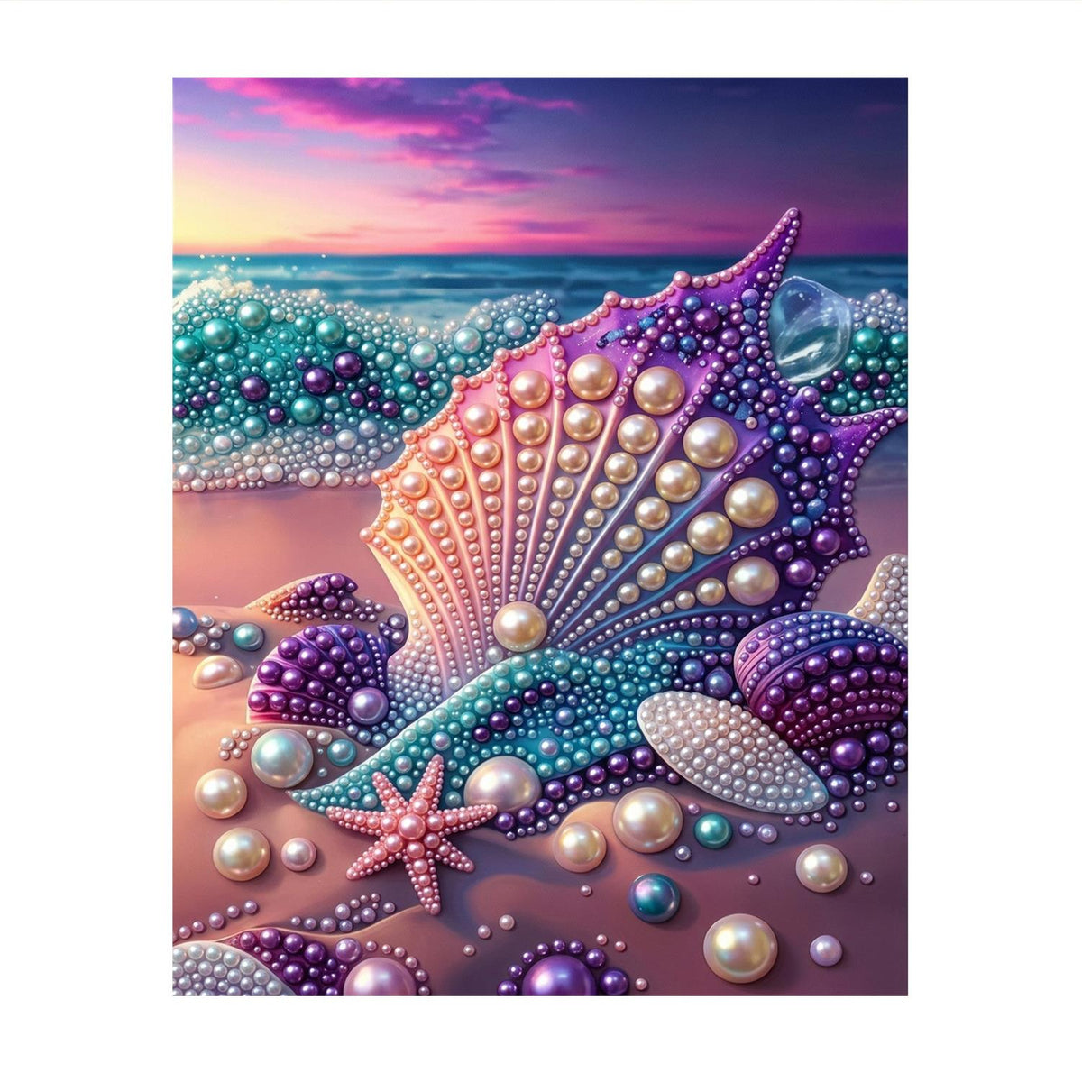 Seashells at Pink Sunset pearl painting – image 11