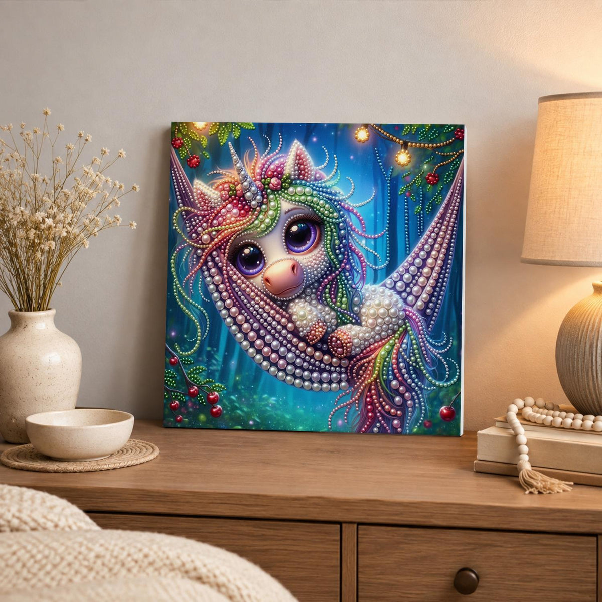 Unicorn Napping in a Hammock pearl painting – image 3